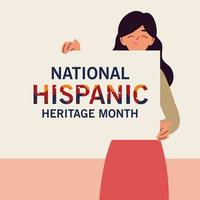 mois du patrimoine hispanique national avec la conception de vecteur de dessin animé de femme latine