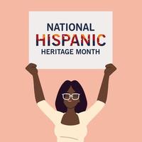 mois du patrimoine hispanique national avec dessin vectoriel de dessin animé femme noire