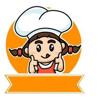 mignonne chef logo chibi vecteur illustration