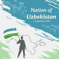 Ouzbékistan indépendance journée Publier conception. septembre 1er, le journée lorsque Ouzbeks fabriqué cette nation gratuit. adapté pour nationale jours. parfait concepts pour social médias des postes, salutation carte, couverture, bannière. vecteur