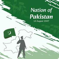 Pakistan indépendance journée Publier conception. août 14ème, le journée lorsque pakistanais fabriqué cette nation gratuit. adapté pour nationale jours. parfait concepts pour social médias des postes, salutation carte, couverture, bannière. vecteur