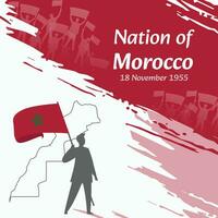 Maroc indépendance journée Publier conception. novembre 18ème, le journée lorsque marocains fabriqué cette nation gratuit. adapté pour nationale jours. parfait concepts pour social médias des postes, salutation carte, couverture, bannière. vecteur