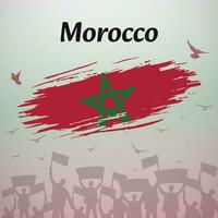 Maroc nationale journée fête. patriotique conception avec drapeau, des oiseaux, et manifestants. parfait pour indépendance jour, révolution jour, jeunesse journée. polyvalent vecteur illustration pour social médias, bannières.