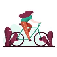 Illustration vectorielle de jeune femme vélo vecteur