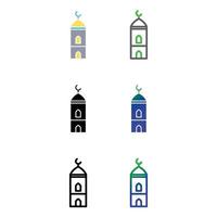 jeu d'icônes de minaret vecteur