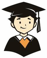une dessin animé diplômé portant une l'obtention du diplôme casquette vecteur