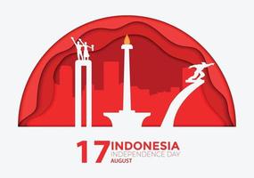 papier demi-cercle de la fête de l'indépendance de l'indonésie vecteur