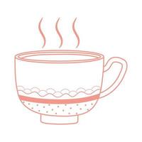 tasse de style de ligne d'icône de thé ou de café frais vecteur
