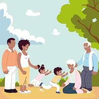 famille heureuse, parents, grands-parents et enfant vecteur