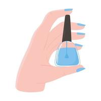 manucure, main tenant le vernis à ongles bleu vecteur