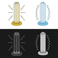 lampes de désinfection à lumière uv. stérilisation par lumière ultraviolette de l'air et de toutes les surfaces. dispositif de désinfection des locaux. nettoyage des surfaces. vecteur