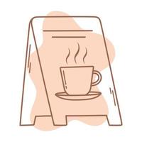 plateau de support à café avec ligne d'icône de tasse et remplissage vecteur