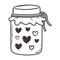 pot avec des coeurs aiment la conception d'icône de doodle romantique vecteur