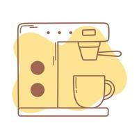 tasse à café et infusion de machine, ligne d'icône et remplissage vecteur