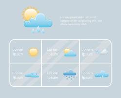 prévisions météo, jours pluvieux, ensoleillés et venteux vecteur