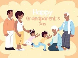 famille heureuse, parents, grands-parents et enfant célébrant la journée des grands-parents vecteur