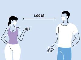 distanciation sociale entre deux personnes, gardez une distance pour vous protéger de la propagation de l'épidémie de coronavirus vecteur