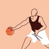 joueur de basket-ball homme avec dessin vectoriel de balle