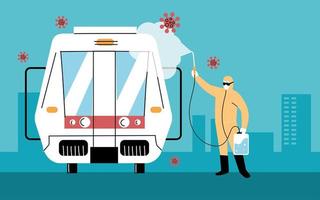 service de désinfection du métro par coronavirus ou covid 19 vecteur