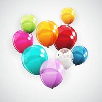 groupe de fond de ballons d'hélium brillant de couleur. ensemble de ballons pour anniversaire, anniversaire, décorations de fête. illustration vectorielle vecteur