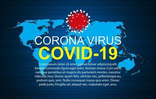 arrière-plan covid 19 du virus corona médical de la santé avec carte du monde. illustration vectorielle vecteur