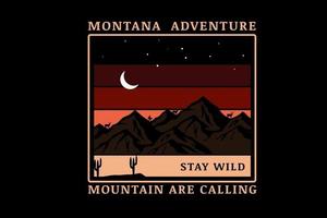 la montagne d'aventure du montana appelle la couleur marron rouge et crème vecteur