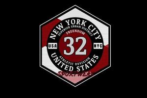 typographie new york city états unis couleur blanc et rouge vecteur