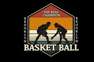 le vrai champion de basket brooklyn couleur orange crème et vert vecteur