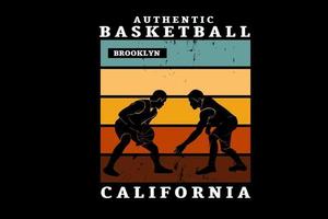 basket authentique brooklyn californie couleur vert orange et jaune vecteur