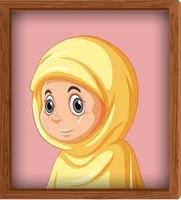 Jolie photo de fille musulmane dans un cadre photo vecteur
