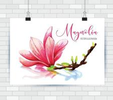 magnolia de fleur de croquis dessinés yand vecteur