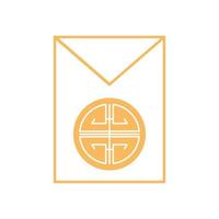conception de ligne de décoration d'élément oriental de timbre d'enveloppe chinoise vecteur