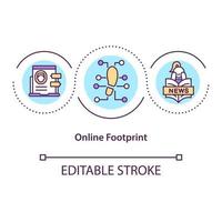 icône de concept d'empreinte en ligne. tracer l'activité Internet. marketing des médias sociaux. illustration de ligne mince idée ombre numérique. dessin de couleur rvb contour isolé vectoriel. trait modifiable vecteur