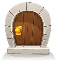 Porte de dessin animé en bois et pierre Hobbit vecteur
