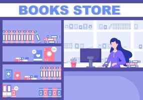 l'illustration vectorielle de la librairie est un endroit pour acheter des livres ou lire vecteur
