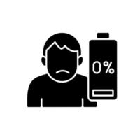 icône de glyphe noir effet vaccination. somnolence et fatigue. épuisement mental. faiblesse physique. symptôme de maladie. soins de santé. symbole de silhouette sur un espace blanc. illustration vectorielle isolée vecteur