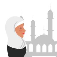 profil de femme islamique avec burqa traditionnelle dans la mosquée vecteur