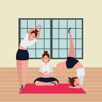 groupe de filles de beauté pratiquant la position de pilates dans la salle de sport vecteur