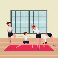 groupe de filles de beauté pratiquant la position de pilates dans la salle de sport vecteur