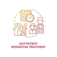 icône de concept de traitement résidentiel de patient. types de rééducation. traitement des maladies dangereuses. illustration de la ligne mince de l'idée abstraite des patients. dessin en couleur de contour isolé de vecteur