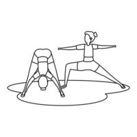 beauté filles couple pratiquer la position pilates vecteur