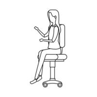 Travailleur de femme d'affaires élégant assis dans une chaise de bureau vecteur