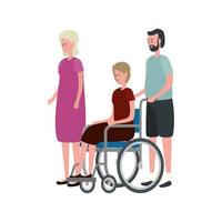 joli couple de grands-parents en fauteuil roulant vecteur