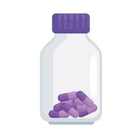 bouteille de pilules violettes médicales vecteur