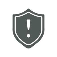 danger avertissement Erreur alerte signe dans badge style, Sécurité bouclier exclamation marque pour site Internet, logo, application, ui. garde, attention, avertissement icône vecteur illustration solide, glyphe style. eps dix