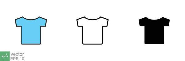 T-shirt icône. Facile plat, contour, solide style. tee symbole, linéaire style signe pour mobile concept et la toile conception. glyphe, ligne vecteur illustration isolé sur blanc Contexte. eps dix.