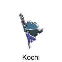 carte de Kochi vecteur modèle avec contour, graphique esquisser style isolé sur blanc Contexte