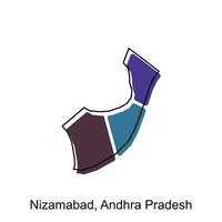 carte de Nizamabad, Andhra Pradesh moderne contour, haute détaillé vecteur illustration conception modèle, adapté pour votre entreprise