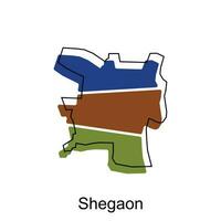 carte de shegaon coloré géométrique moderne contour, haute détaillé vecteur illustration vecteur conception modèle, adapté pour votre entreprise