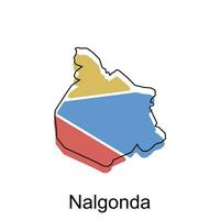 carte de nalgonda vecteur conception modèle, nationale les frontières et important villes illustration